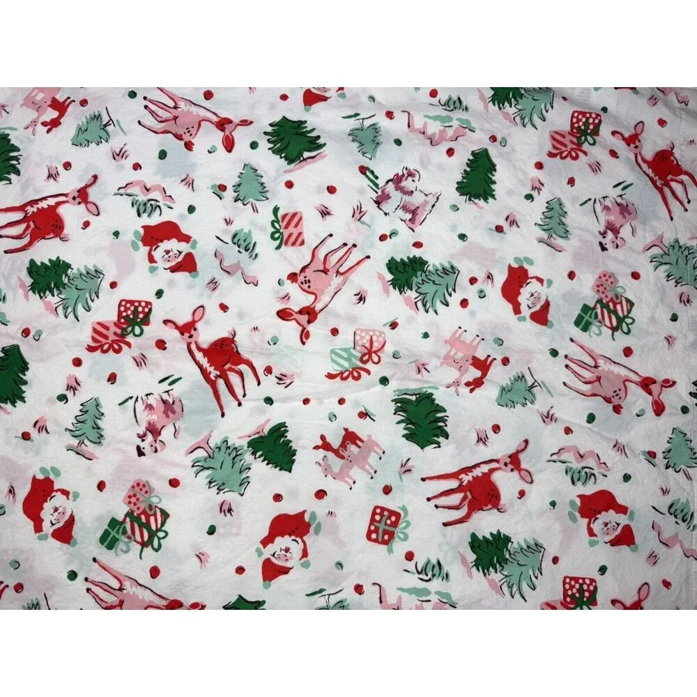 Cath Kidston FULL Sheet Set Ditsy Deer Pink Cotton Percale 4Pc WINTER Christmas